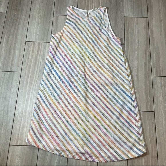 Lou & Grey Rainbow Stripe Swing Dress Womens Medium - Picture 2 of 6